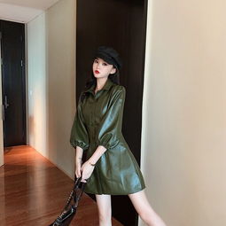 女装春装新款泡泡袖七分袖连衣裙